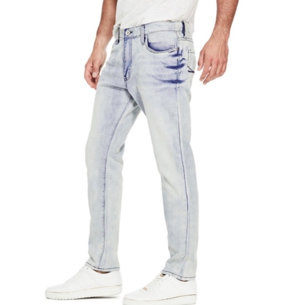 Guess Jeans Mens 34 Light Blue Scotch Fit Skinny Medium Rise Faded‎ Denim